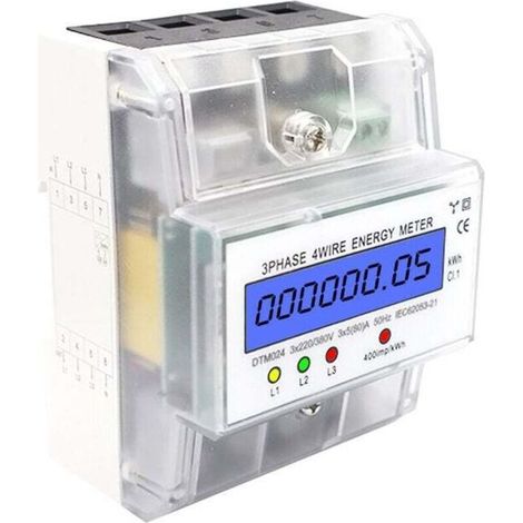 Compteur électrique numérique - Compteur électrique triphasé à 4 fils, compteur d'électricité 3x220/380V 5(80) A calibré, compteur d'énergie pour rail DIN, compteur électrique calibré (1/2)
