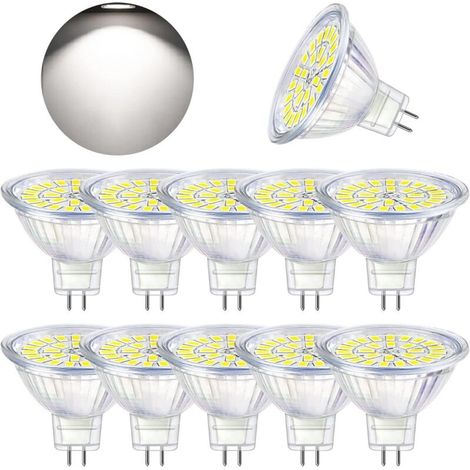 Ampoule LED GU5.3 Blanc Froid 6000K, MR16 LED AC DC12V 3W Equivalent à 30W Halogène, Ampoules LED Spot Non Dimmable, Lot de 10 [Classe énergétique F] (1/5)