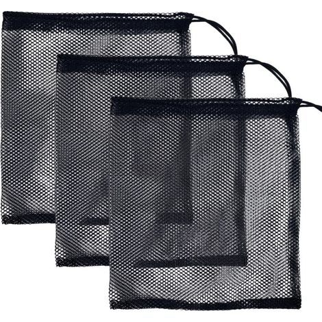 Set di 3 sacchetti filtro per pompa, sacchetto filtro a rete grande per pompe da laghetto da esterno, sacchetto filtro riutilizzabile nero 40x50 cm con coulisse per giardino e acquario - Crezuo