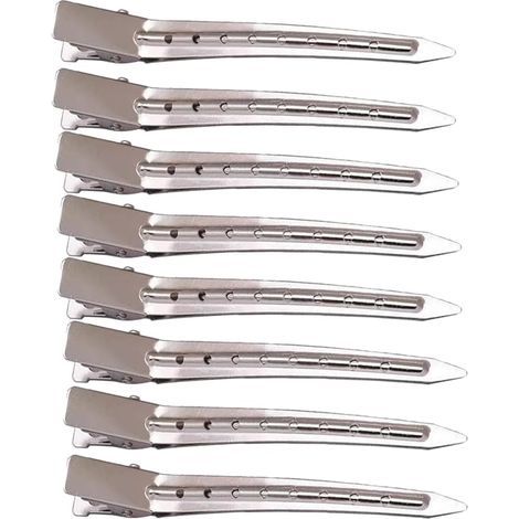 8pcs Metal Duckbill Hair Clips for Hairdressing and Makeup (1/5)
