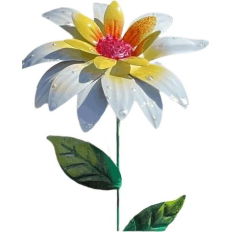 Piquet de jardin en fer pour fleurs - Bâtonnet robuste, léger et réaliste, idéal pour décorer allées, pelouses et jardins extérieurs.-White