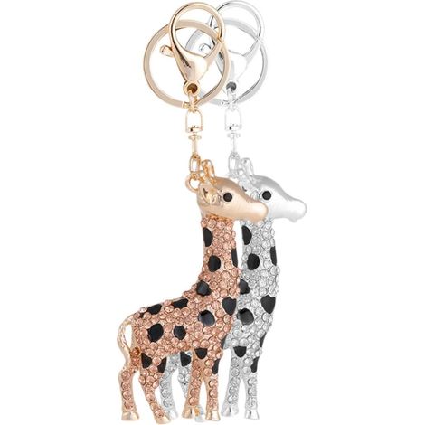 Giraffe Keychains and Delicate Finish, 2pcs in Alloy, Realistic Shape, Elegant Hanging Accessories for Office Decoration or Craft Projects (1/5)