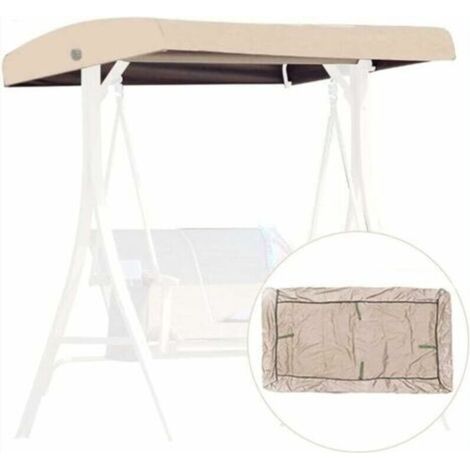 Beige Ersatzplane für Hollywoodschaukel, 3-Sitzer-Ersatzbezug, Gartenschaukel-Dach, wasserdichte Abdeckung für Schaukeln und Terrassen
