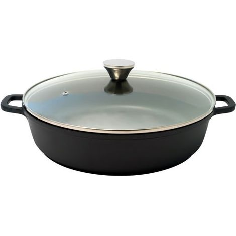 BAUMALU - COCOTTE MIJOTEUSE BASSE CERAMIQUE 36CM 6L5+CV VERRE