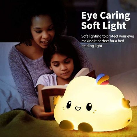 Veilleuse Nuage - Silicone Non Toxique - 7 Couleurs LED - Minuterie 15/30/60 Min - Batterie Rechargeable 18650 - Pour Bébé Enfant Chambre Chevet - 1 Pièce (1/5)