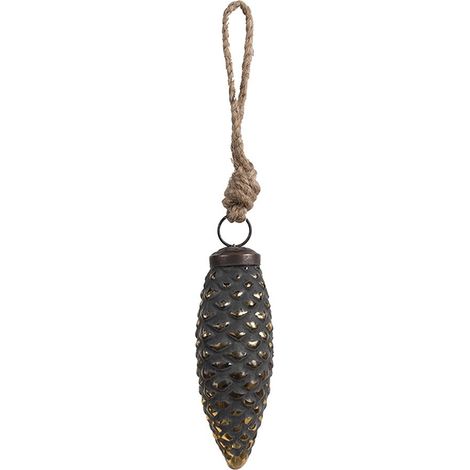 Boule de Noël en Verre Noir Décoration Suspendue pour Sapin de Noël 5 x 3 x 11 cm - PANGIVO