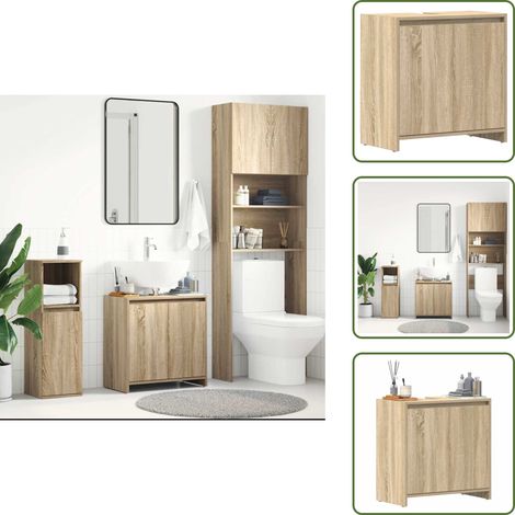 Badezimmerschrank Sonoma-Eiche 60x33x61 cm Holzwerkstoff - Badezimmermöbel - Holzschrank - Aufbewahrungsbauern - Waschtischschrank - Sonoma Eichenfarben