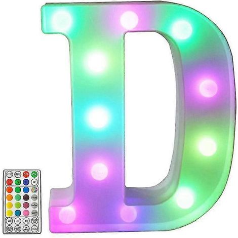 Lettres lumineuses LED colorées avec télécommande, 4 modes de clignotement, 16 couleurs, réglables, faciles à suspendre pour la décoration de bars et fêtes. (1/5)