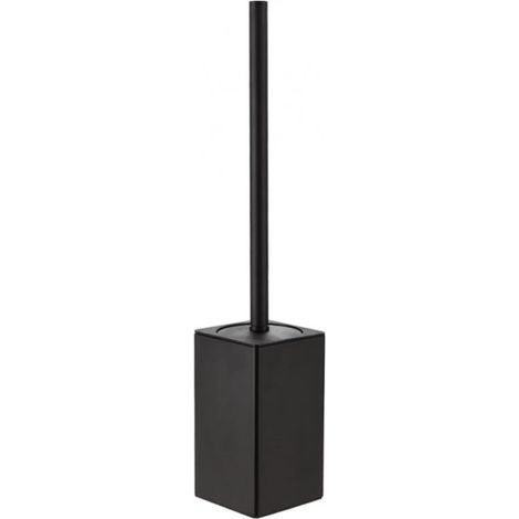 Brosse WC - Aluminium - Démontable - Carrée - Autoportante - 34,5 x 8 x 12 cm - Noir (1/5)
