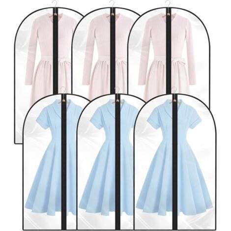 6 Fundas para Ropa, Fundas Colgantes Antipolvo, Transparentes con Cremallera, Protección para Camisas, Trajes, Abrigos, Vestidos, etc. (60 100, Negro) (1/5)
