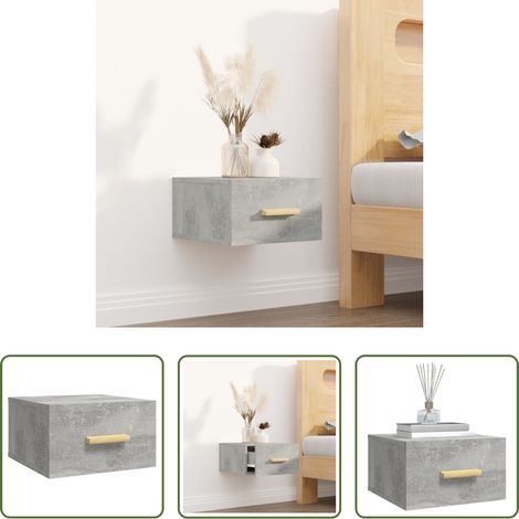 vidaXL Nachttisch - Wand-Nachttisch Betongrau 35x35x20 cm (1/5)