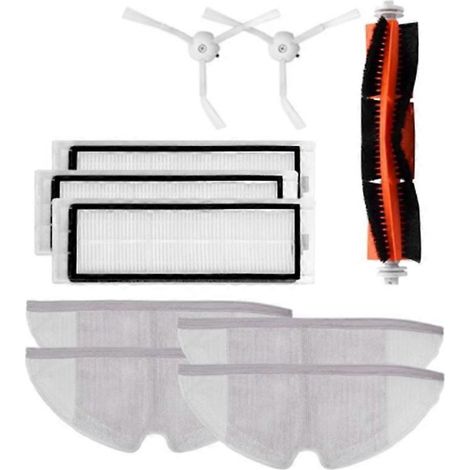 Accessoires et pièces détachées pour Roborock S50 S51 S55 : brosses latérales, filtre HEPA, brosse rotative et chiffon de nettoyage.
