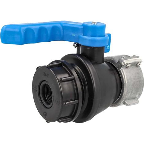 tecuro IBC Adapter Kugelventil mit Adapter auf 3/4 Zoll Innengewinde, beidseitig Grobgewinde S60 x 6 (1/5)