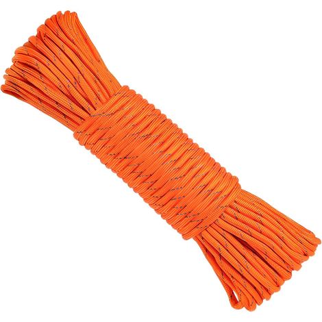 6 mm 10 Mètre Corde Flottante Corde, Corde d'escalade Corde Marine Corde d'ancrage Corde de Bateau Corde de Rappel Corde de Flottaison Corde de Balançoire d'arbre Corde Statique Orange Réfléchissante (1/5)