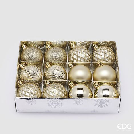 EDG Enzo De Gasperi Addobbo Natale Palla Decomix D 8 Cm Cf 12 Pz Gold