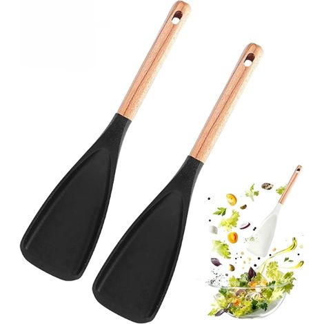 2 pièces Ustensiles de cuisine en silicone,cuillère silicone et spatule cuisine pour mélanger et servir,multifunctional kitchen cooking spoon,maryse pâtisserie,résistante à la chaleur,sans BPA(31x7cm)