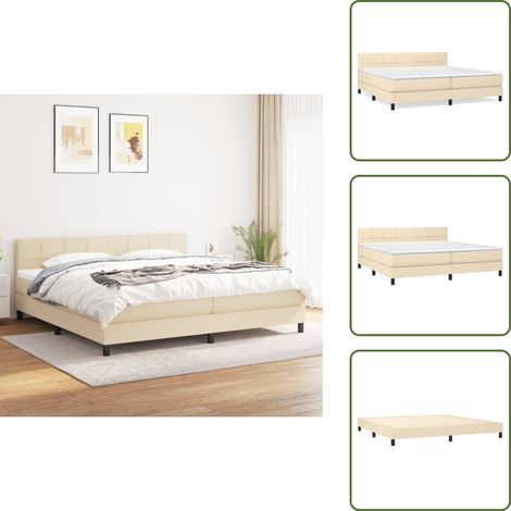 Boxspringbett mit Matratze Creme 200x200 cm Stoff - Boxspringbett - Cremefarbenes Bett - Bettrahmen - Doppelbett - Liegekomfort (1/5)