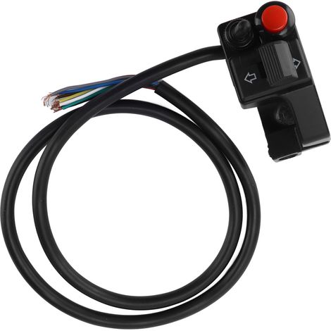 Commutateur de guidon gauche 22 mm pour moto (7/8 pouce) avec bouton-poussoir 3 en 1 (klaxon, clignotants, feux de croisement/route). (1/5)