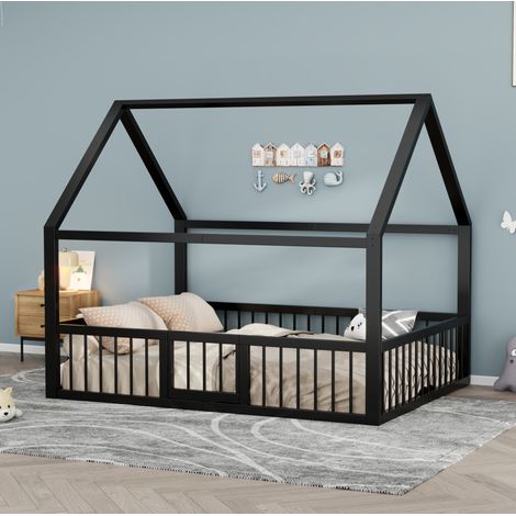 Bett Bettgestell sicher 140x200 Metall Schwarz OKMYHOME (1/5)