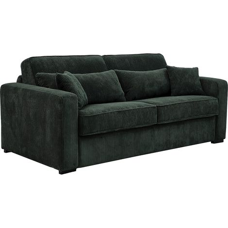 Divano letto 4 posti a ribalta Letto con doghe larghe 160cm Materasso 16cm in Velluto a coste Verde - MONDOVI