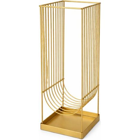 Porte-parapluies Luxaliving en métal doré 22 x 22 x 59 cm – Porte-parapluies carré moderne – Design élégant pour hall et entrée (1/5)