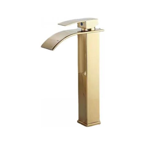 Robinet cascade en laque rehaussée dorée, évier de comptoir chaud et froid, armoire de salle de bains, robinet monotrou, robinet de lavabo cascade (1/3)