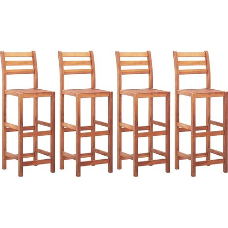 Tabourets de bar x4 chaises haute design rustique en bois d'acacia marron DEC029412