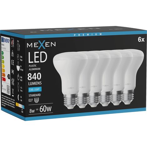 Mexen Nova 6x Ampoule LED E27, R63, 8W, Froid - 6500K, 840 lm - L104-E27-0865-01x06 (1/5)