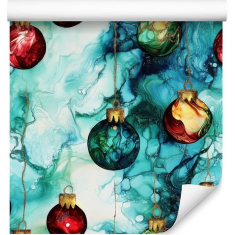 Papier peint à motifs encre turquoise, bleu marine, menthe et blanc pour salon et chambre 50x1000 (1/5)