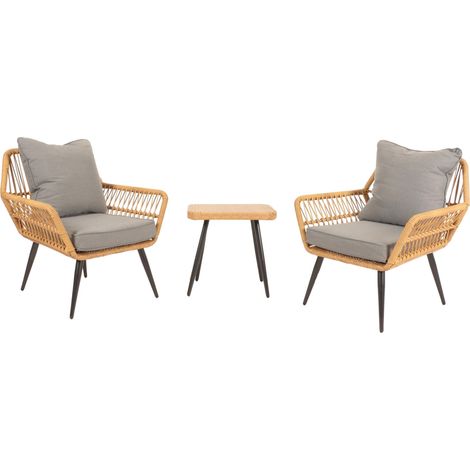 [NUNCA USADO] Set de polirratán HHG-956, set de balcón set de jardín grupo de asientos silla mesa auxiliar, gris oscuro