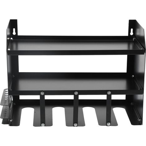 Supporto murale a 3 livelli per utensili elettrici, organizer per 4 utensili elettrici, per garage e officina, 43 x 30 x 23 cm (nero) (1/4)