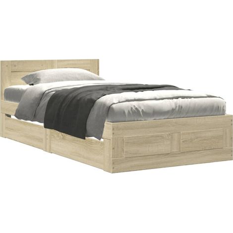Cama con cabecero madera de ingeniería roble Sonoma 90x190 cm