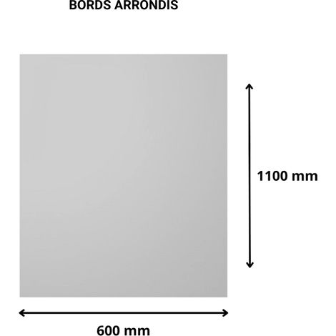 Plaque verre acrylique miroir 3 mm - 60 x 110 cm (600 x 1100 mm) - Verre synthétique - Bord arrondis - Plexiglass