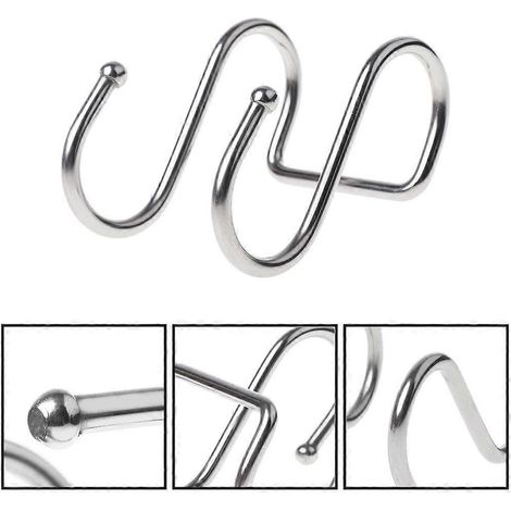 Crochet double en acier inoxydable rond en forme de S pour suspendre les vêtements dans les placards de cuisine (1/4)