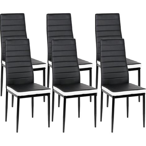 6er Set-Esszimmerstühle, Esstischgruppe, Sitzgruppe, Küchenstuhl Hochlehner,schwarz-weiß