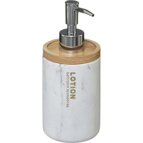 Distributeur de savon liquide bambou et plastique - Motif marbre - SILUMEN (1/3)