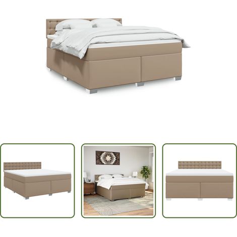 vidaXL Surmatelas -  Sommier à lattes de lit avec matelas Cappuccino 180x200 cm (1/5)