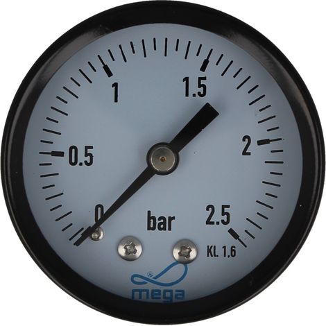 MEGA Druckmanometer 0 - 2,5 bar - 1/4 Zoll Anschluss nach hinten Axial Ø 50 mm