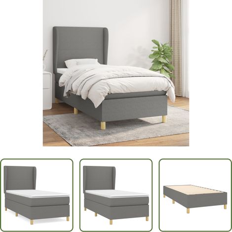 Matratze - Boxspringbett mit Matratze Dunkelgrau 100x200 cm Stoff (1/5)