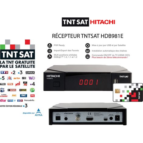 Récepteur Décodeur TNTSAT HDB981E – carte TNTSAT incluse, PVR Ready, Mise à jour par USB et par Satellite (1/3)