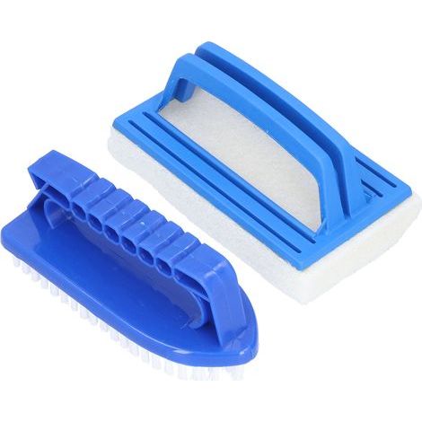 Balai de Nettoyage pour Piscine Brosse Poignée Durable + Brosse Plastique et Sponge Kit 2 Pièces pour Surfaces (1/5)