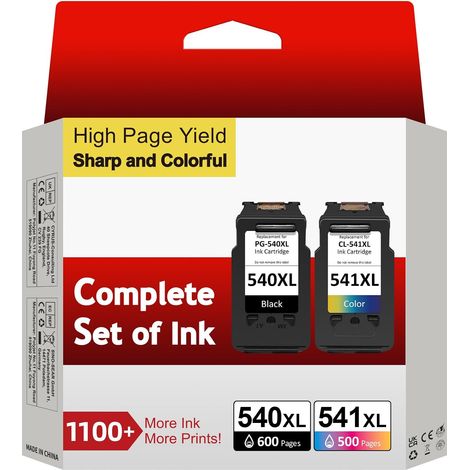 Cartouche 540 541 XL, PG-540 CL-541 XL Remplacement pour Cartouche Encre Canon 540 541, Encre 540 et 541 pour PIXMA TS5150 TS5151 MX475 MG3650s MG3600 MG3650 MG4250 MG3200 MG3550 MG3150 (1/5)