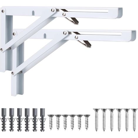 Supports pliants pour étagères Support de table 200 mm, 2 pièces, étagère murale pliante avec capacité de charge 40 kg (1/5)