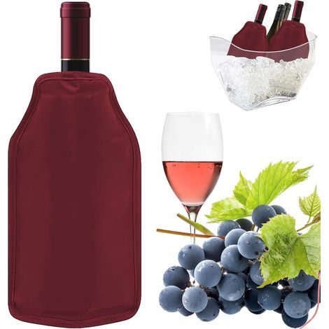 Raffreddatori per bottiglie di vino, manicotti refrigeranti per vino, champagne, soda, adatti per feste, rosso (1/5)