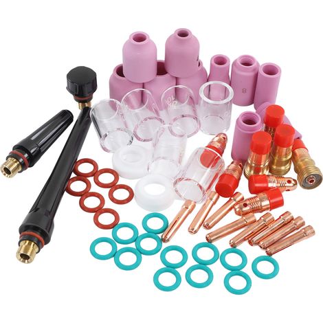 55 pièces kit accessoires soudure TIG cup en verre raccord pince à électrode capot avant PTFE pour WP 17 18 26 (1/5)