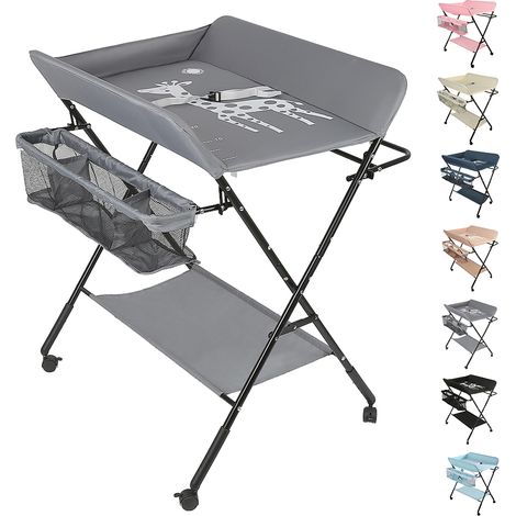 Table à Langer Pliable et Portable, Table à Langer Pliante Chambre Bébé Réglable en Hauteur (Noir)
