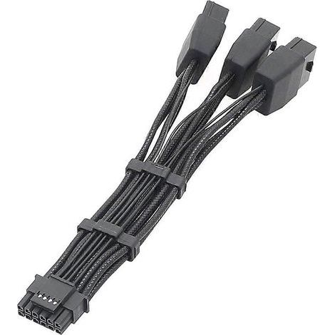 Câble PCI-E vers 16 broches (12+4) pour GPU RTX4090 et RTX4080 (18AWG, 3x8P et 4x8P) PCIE5.0 12VHPWR-A 3x8 broches. (1/4)