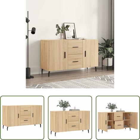 vidaXL Metallbeine - Sideboard Sonoma-Eiche 100x36x60 cm Holzwerkstoff (1/5)