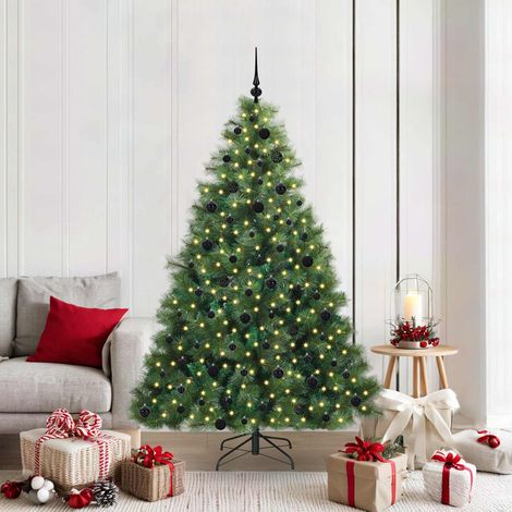 Künstlicher Weihnachtsbaum mit 300 LEDs Grün 210 cm PE und PVC