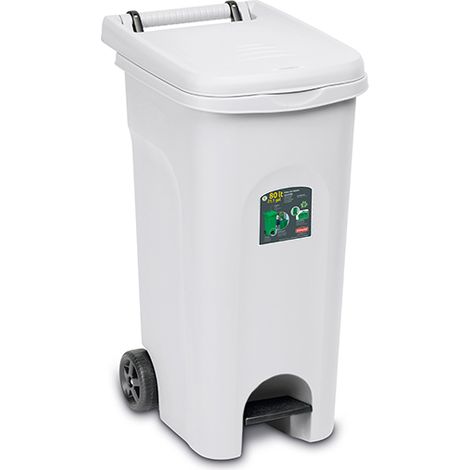 BIDONE URBAN ECO SYSTEM CON PEDALE LT.80- - cm.51x40x79,5h. - bianco - 1 pezzi STEFANPLAST (1/2)